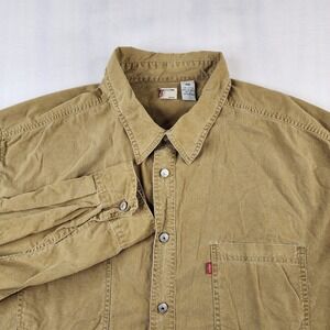 Vintage Levis Corduroy Shirt Y2K Mens XXL Beige Brown Western Pockets L/S 2004